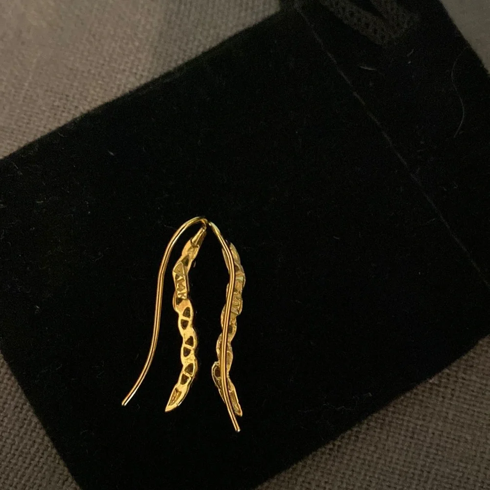 Vintage 14k Gold 10 Cubic Zirconia Ear Pin Earrings - small with bag